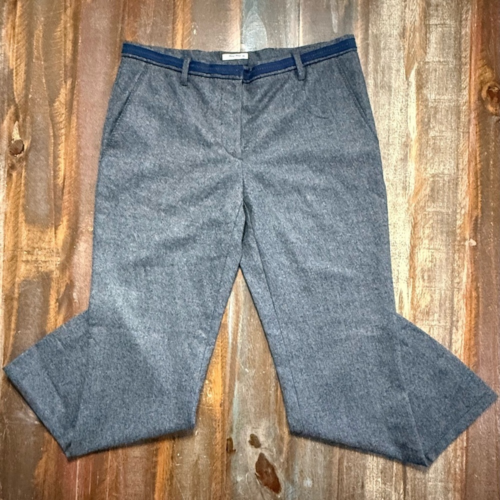 Miu Miu Women’s Gray Virgin Wool Wide Leg Trousers Size 36 EUC Made in Italy